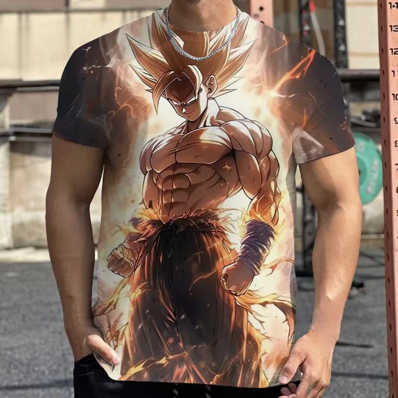 

2026 New Dragon Ball Goku Cosplay T Shirts Super Saiyan Boys Kids Clothing Fashion Casual Short Sleeve T-shirt Kids Adults Tops XXS