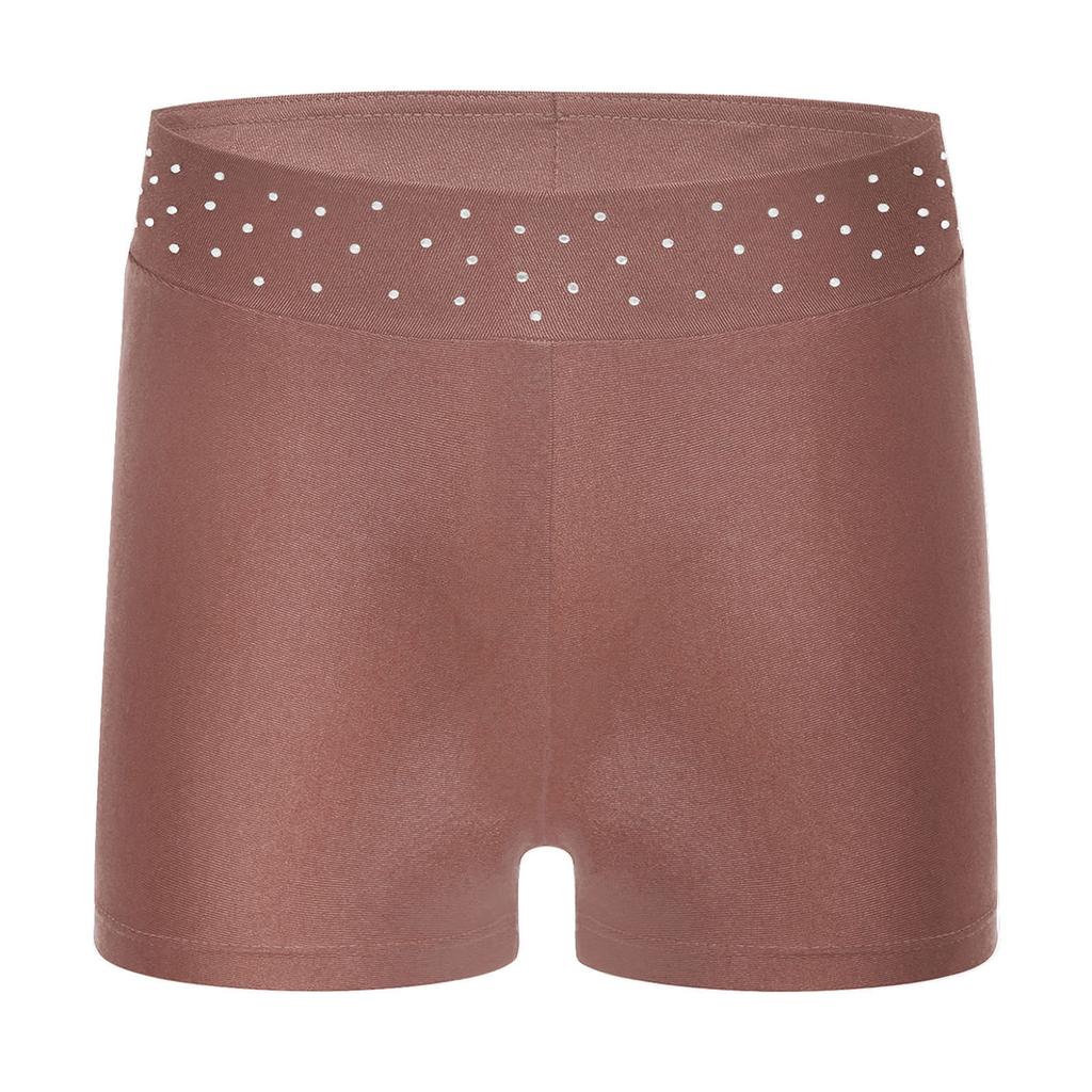 Girls Performance Shorts Sparkling Rhinestones Waistband Figure Skating Dance Gymnastics Bottom