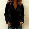 QICED Women's  Long Sleeve Cowl Neck Velvet Top Fashion Casual Blouses & Shirts