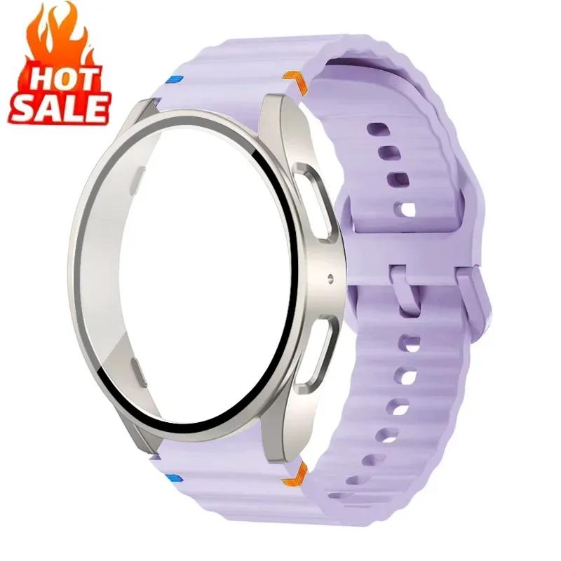 Case+Strap for Samsung Galaxy Watch 7 6 5 4 40mm 44mm Silicone Official Band PC Protector Cover Bumper Accessorie Galaxy Watch 7