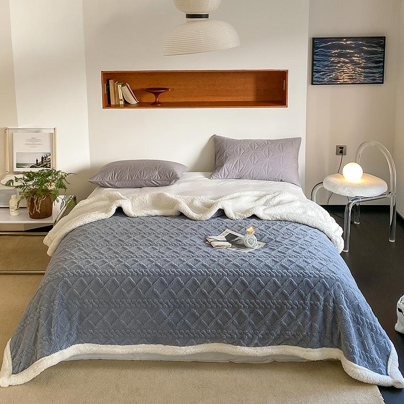 Simple Solid Color Blanket Home Thickened Leisure Blanket Office Nap Blanket Warm Soft and Skin Friendly Sofa Bed Blankets