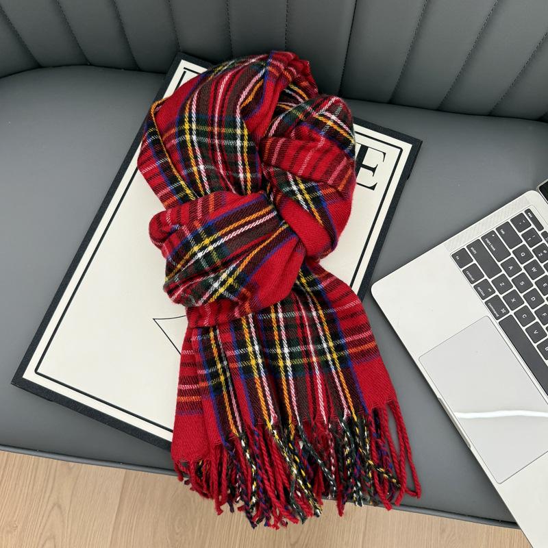New Korean Atmosphere Premium Plaid Scarf Female Autumn and Winter Student Couple Warm Scarf Male