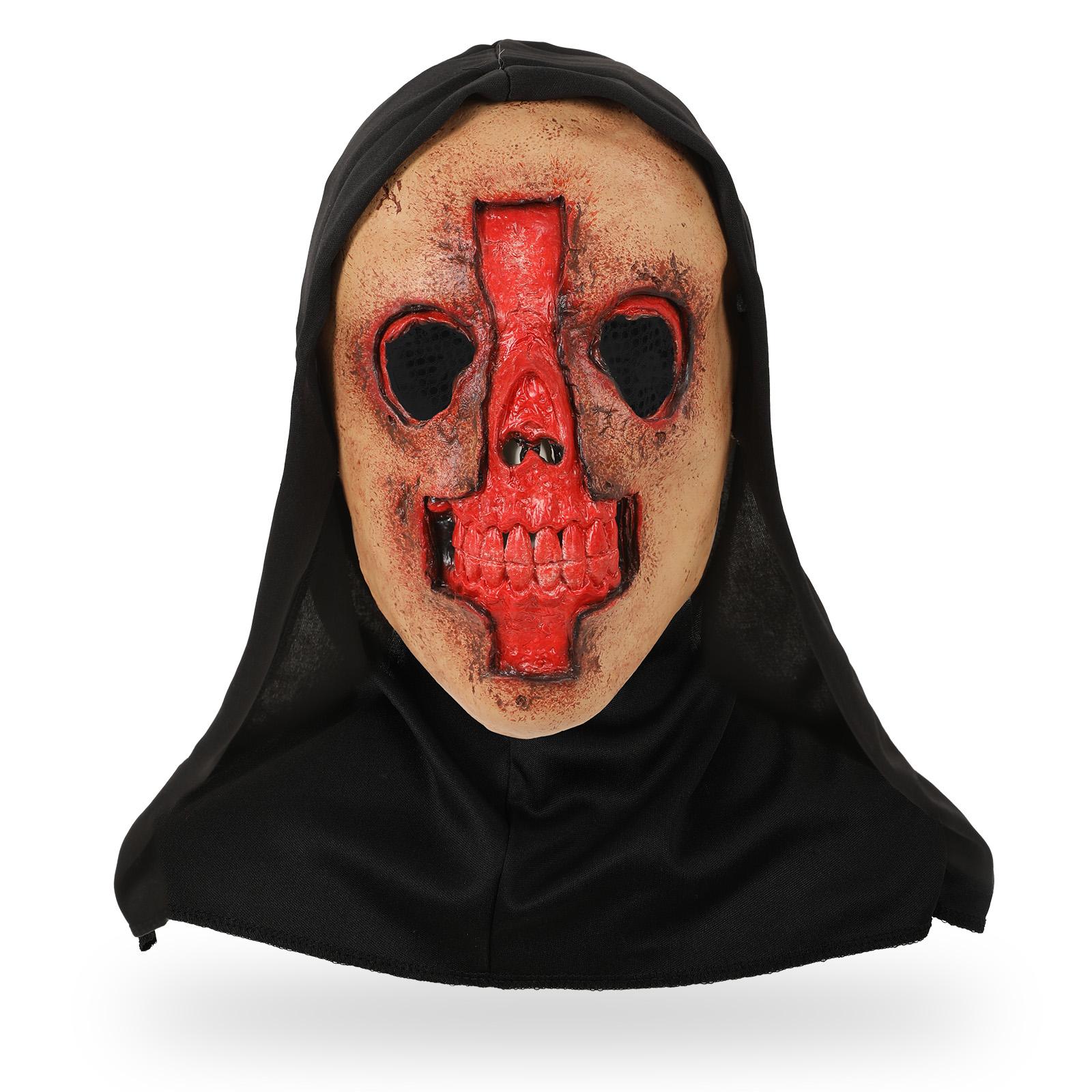 Grinning, rotten-faced zombie mask One size fits all adults красный