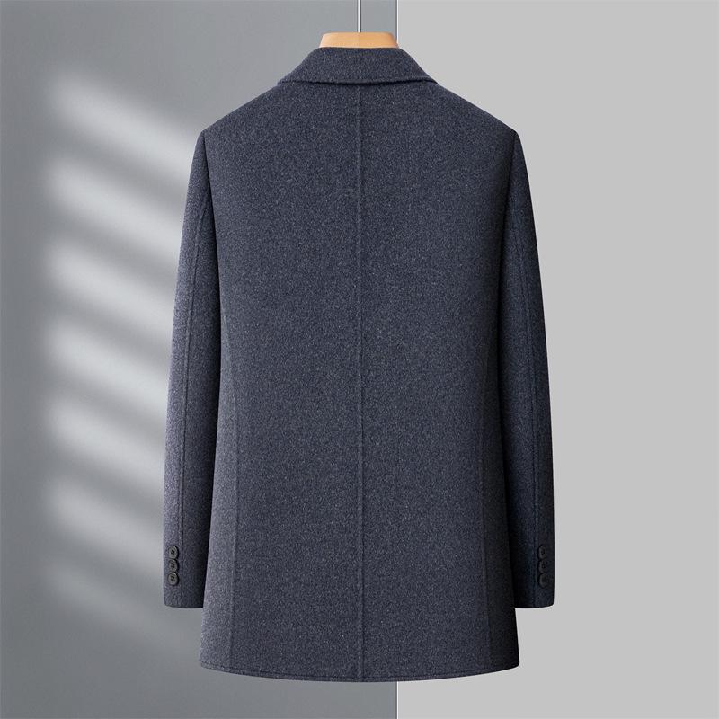 Men's Double-Faced Cashmere Overcoat with Detachable Down Lining - Business Casual Mid-Length for Middle-Aged Dads