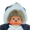 Gebruikte monchhichi panda sleutelhanger heeft vlekken zonneschade C rang.