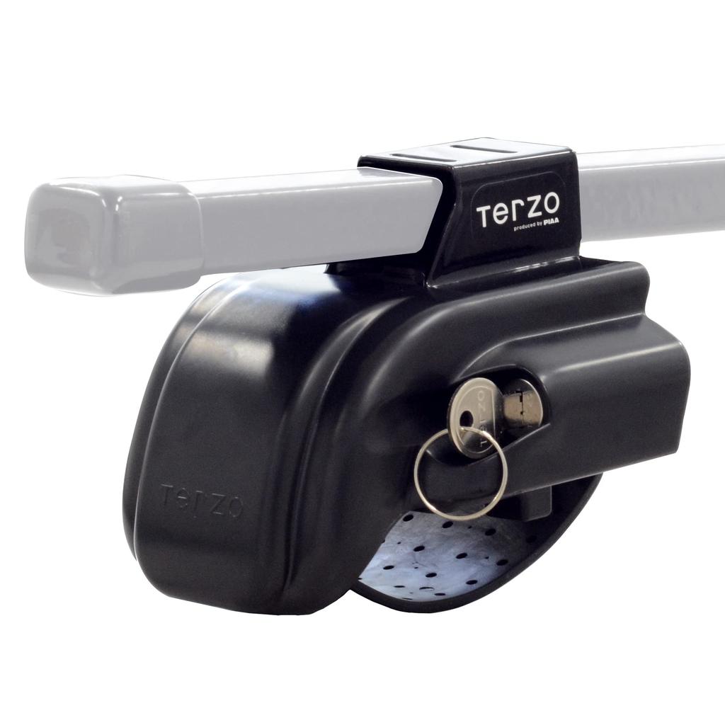 Terzo (von PIAA) Basisträgerfüße, Satz mit 4 [Für Vierkantrohre] Dachträgerfuß Bandtyp, Schwarz, mit Schlössern, EF11BLM