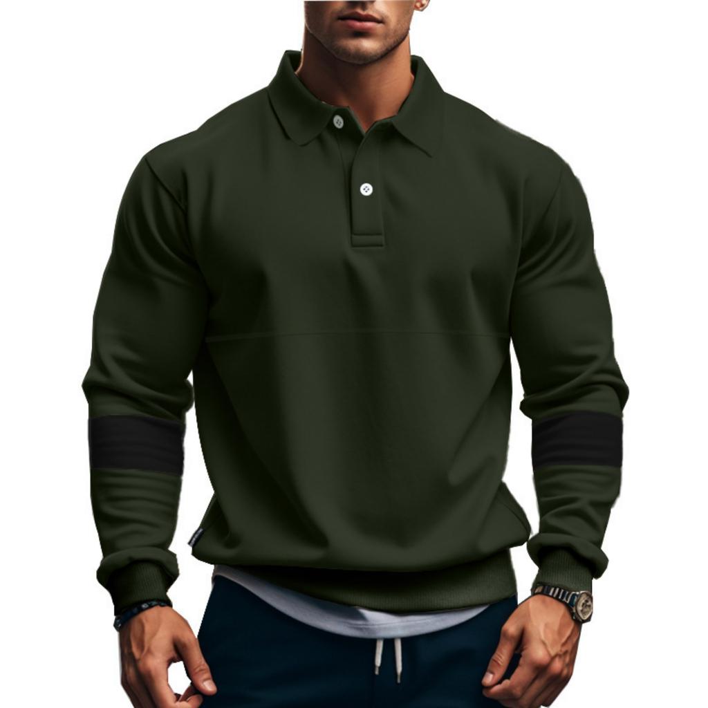 Men's ,color Casual And Trendy Lapel Color,blocked High,weight Loose Long,sleeved Top