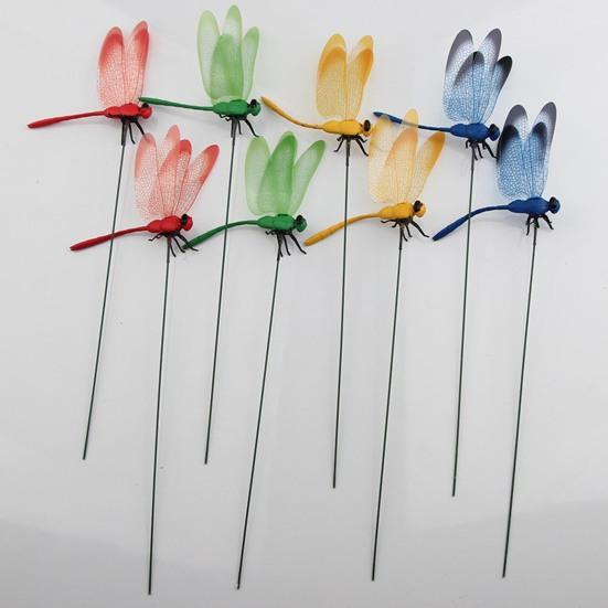 25Pcs Fake Dragonfly Garden Stake Decoration Indoor Outdoor Yard Lawn Patio Artificial Dragonfly Stake Planter Pot 3D Simulation Dragonfly Ornament