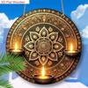 Flat Traditional Oil Lamp Diwali Metal Sign Wall Art for Home Decor
