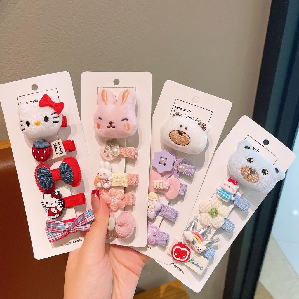 Cartoon Kt Cat Children'S Hair Clip Baby Fabric Hairpin Side Bangs Fetal Hair Clip Baby Does Not Hurt Hair Clip