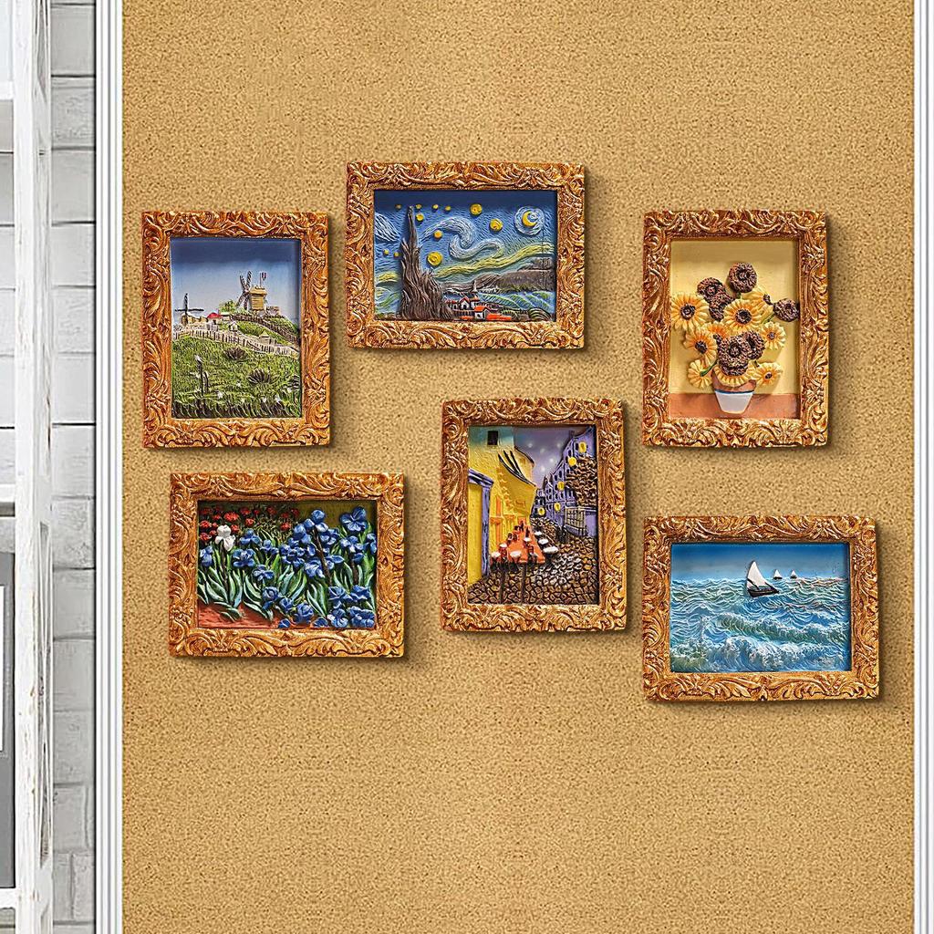 Fridge Magnets 6 Pieces Whiteboard Magnets Painting Artwork Resin Magnetic Decoration for Photo Clipboard Cabinet Home School