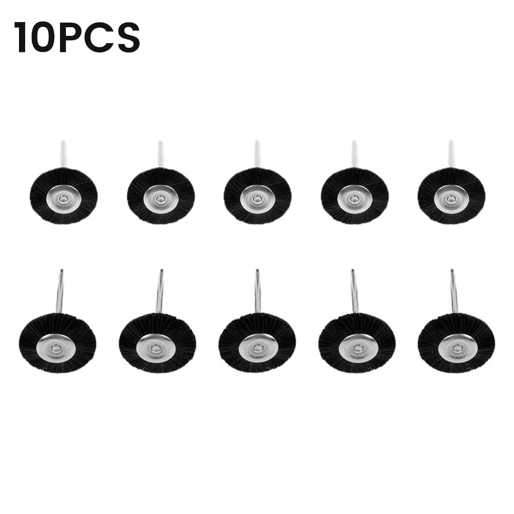 Accessories Nylon Brushes Polishing High Efficiency T Type Wire Brush 10 Pcs Black+Silver Coating Degreasing Burr