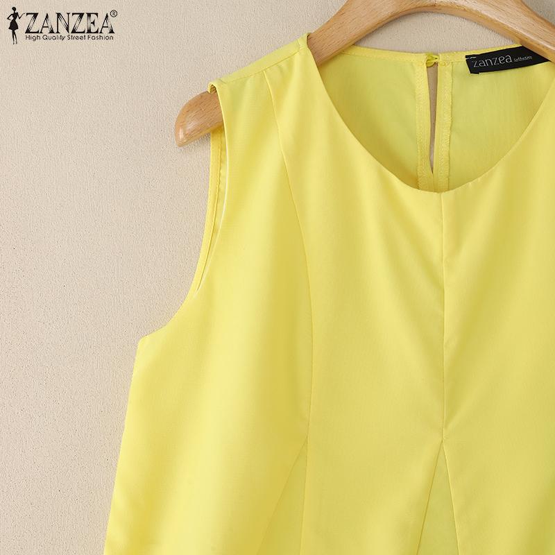 ZANZEA Women Casual Round Neck Summer Sleeveless Tank Tops
