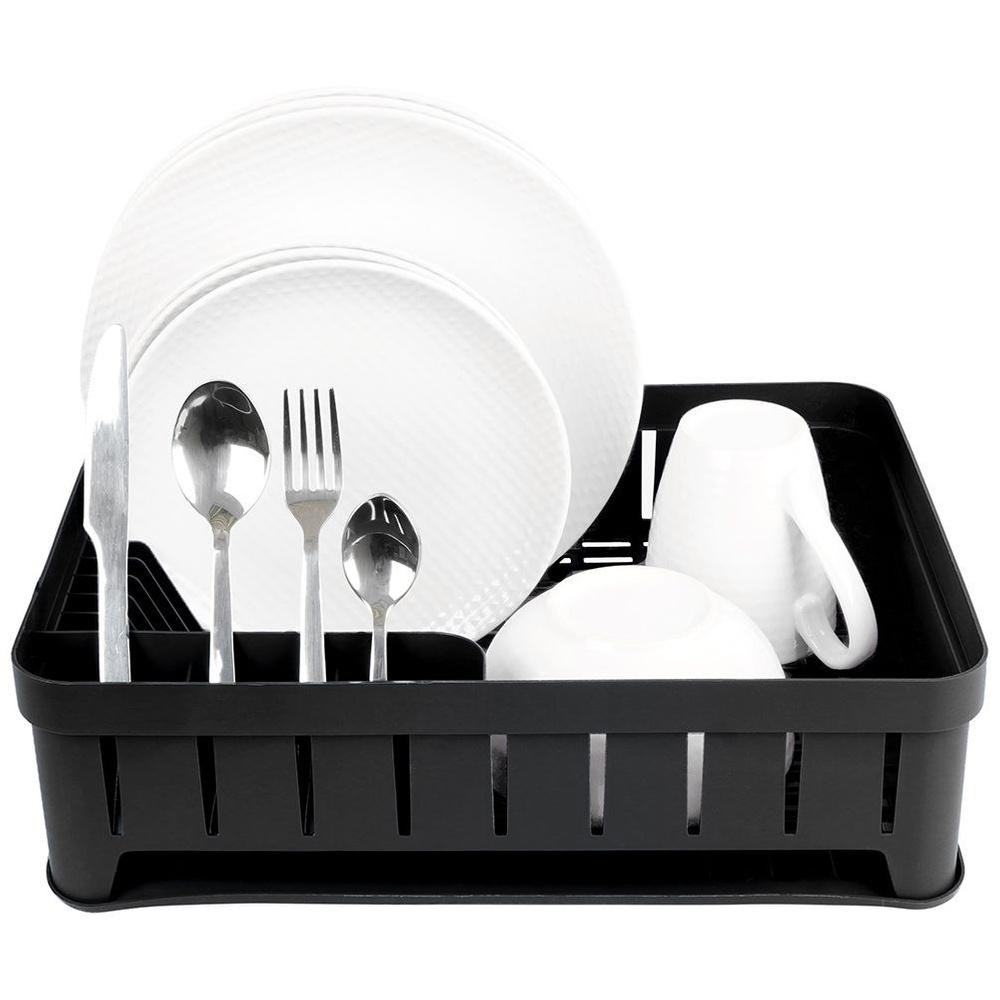 Drainer for Dishes, Cutlery, Plates, Cups, Standing Kitchen Black