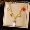 DIEYURO 316L Stainless Steell Cherry Strawberry Fruit Series Necklace For Women Lady New Fashion Neck Chain Jewelry Party Gift