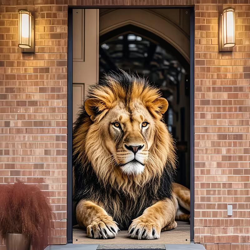 

2D Wild Lion Door Decoration for Animal Lovers and Home Aesthetic 47.2x31.5inch/120*80cm