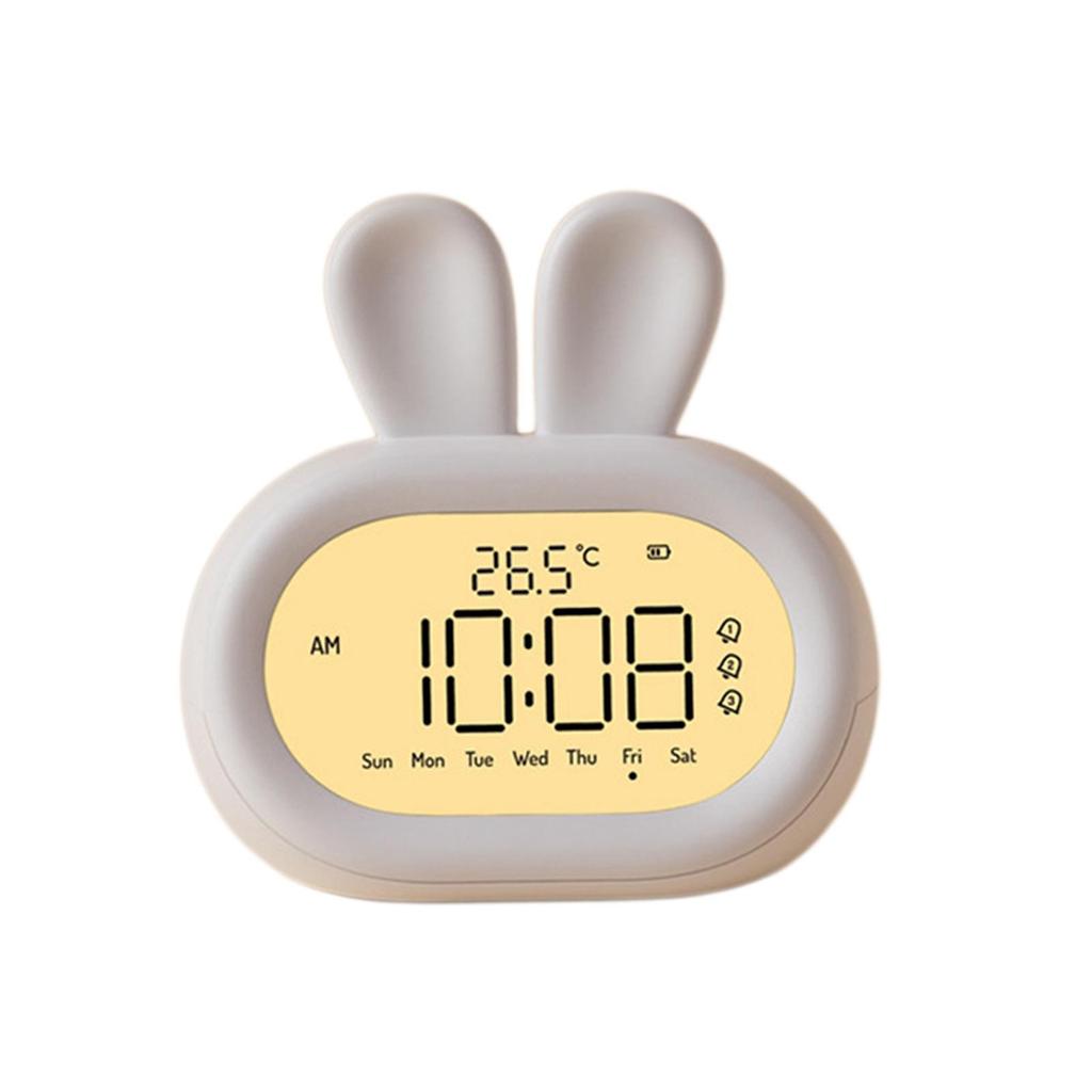 Night Light Large Screen Display Snooze Bunny Bedside Clock Kids Digital Alarm Clock for Children Boys Girls Toddlers