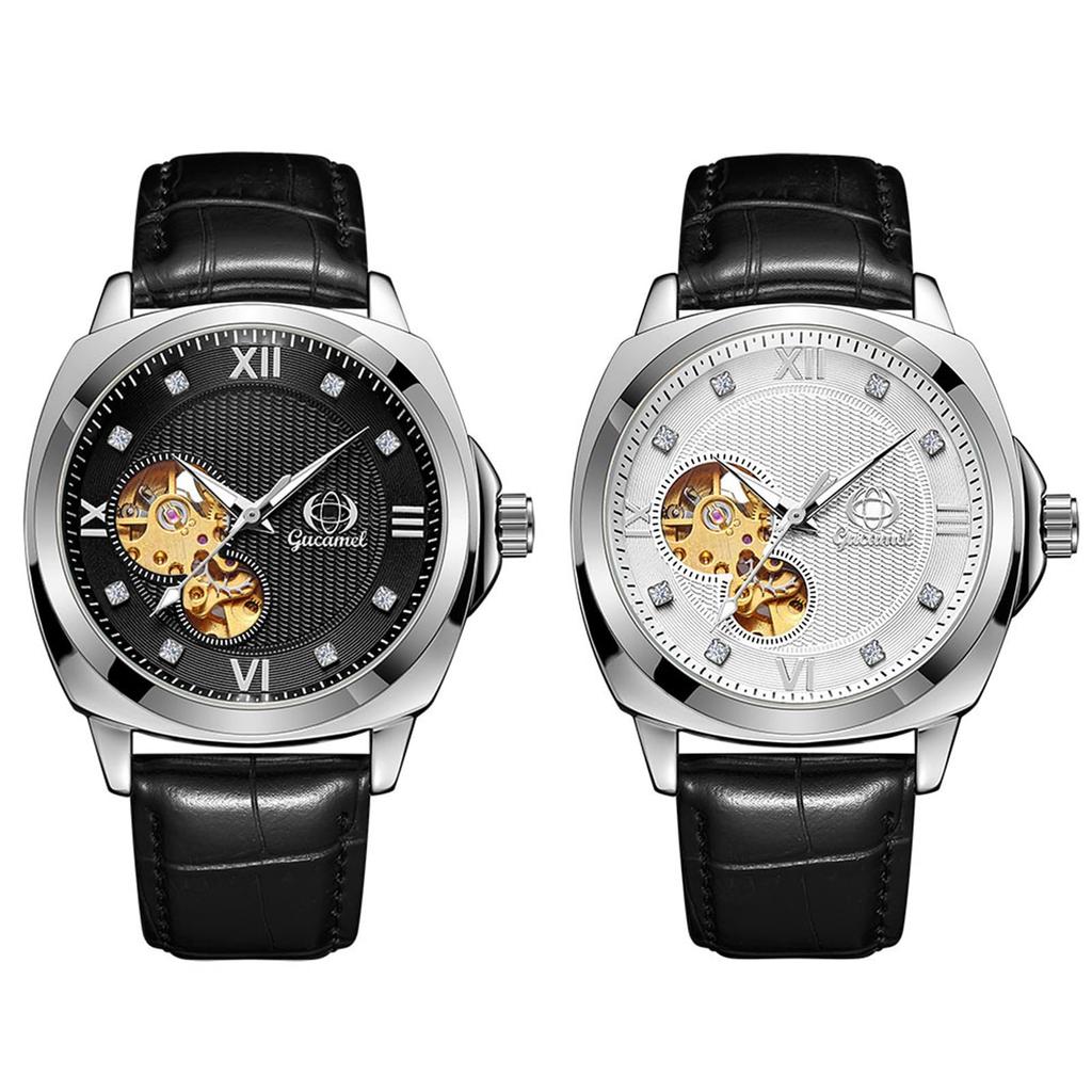 Men's Automatic Watch with Genuine Leather Strap, Waterproof, Antique Style, Analog, Fashion Accessory, Perfect Gift for Valentine's Day, Christmas,