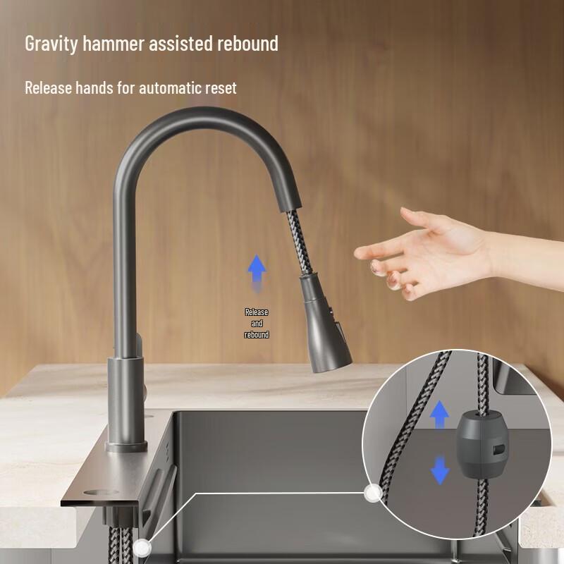 MICOE Gunmetal Gray Slim Waist Pull-Out Kitchen Faucet