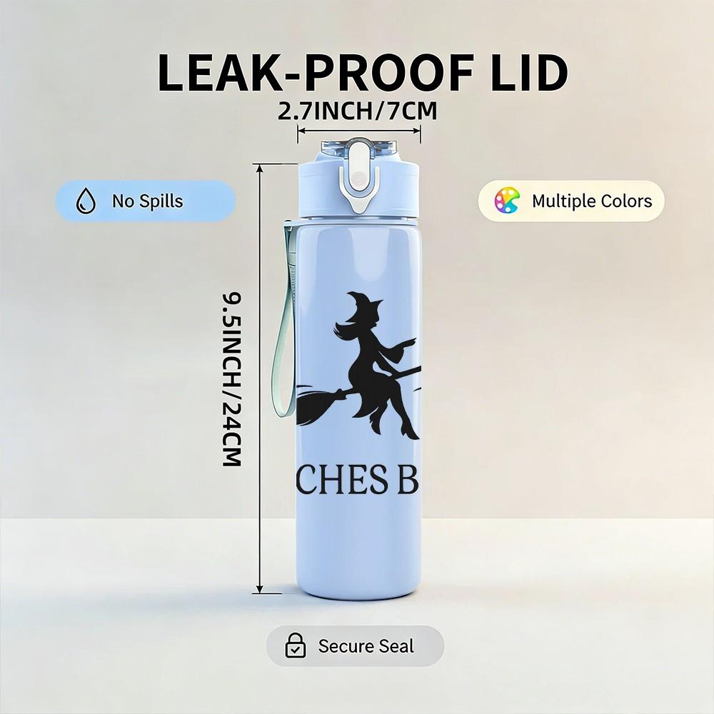 1PC Witches Brew Witch Silhouette 750ml Color Plastic Sports Water Bottle Leakproof Flip Straw Lid Suitable for Sports Office Home Use