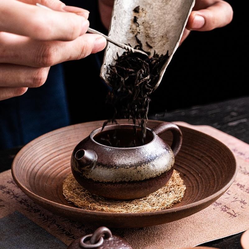 100ml Retro Kiln Water Fired Calabash Pot Kiln Change Retro Ceramic Small Capacity  Pear ShapeTeapot Kung Fu Brewing Tea Pot
