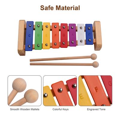 Wood Pine Xylophone 8 Note  C Key Percussion Toddle Kid Musical Toy