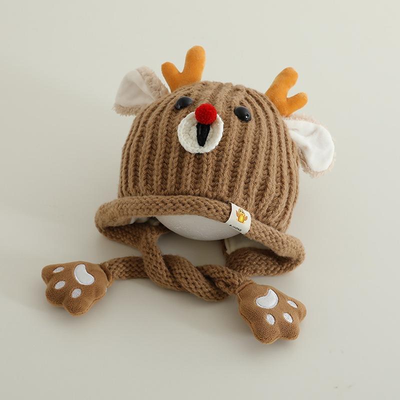 Herbst- und Winter Jungen und Mädchen niedliche Geweih gestrickte Woll-Ohrenmützen Kinderhüte Baby verdickt warm Babyhüte