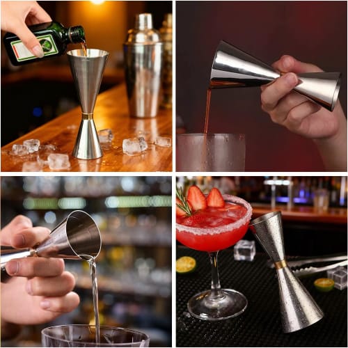 WOMLEX Stainless Steel Measuring Cup with Graduated Markings, Jigger Cup for Cocktails and Whiskey (Black, 30ml/60ml)