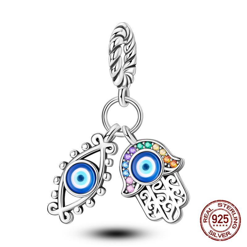 Original 100% Copper Blue Zircon Devil Eye Series Charms Fitoriginal Bracelet Diy Jewelry Making Women Gift