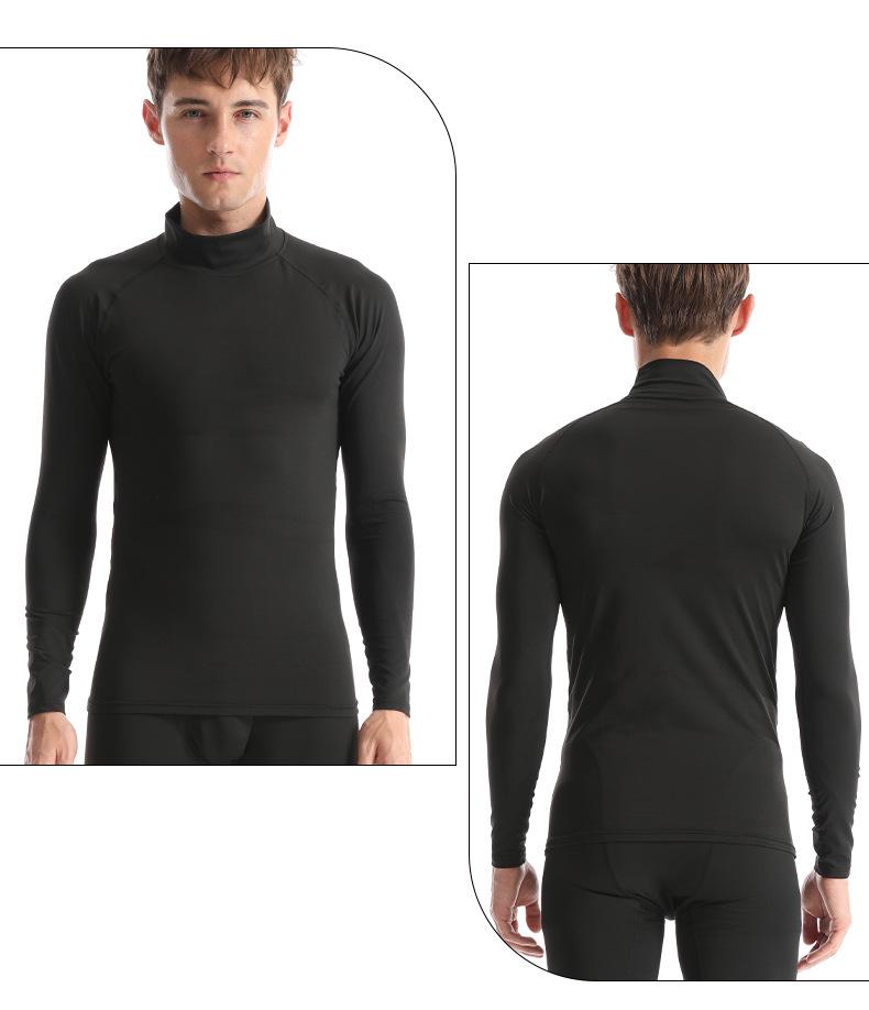 Capa base de cuello alto para hombre Otoño/Invierno: Ropa de Fitness Cálida, de Secado Rápido y que Absorbe el Sudor, de Ajuste Ceñido para Correr y Baloncesto.