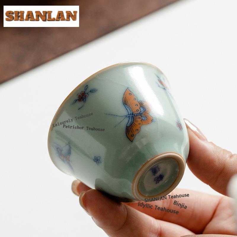 45ml Ru Kiln Gracked Glaze Teacup Retro Tea Bowl Mug Tea-tasting Fragrance Cup Chazhan Master Cups Household Tableware Supplies