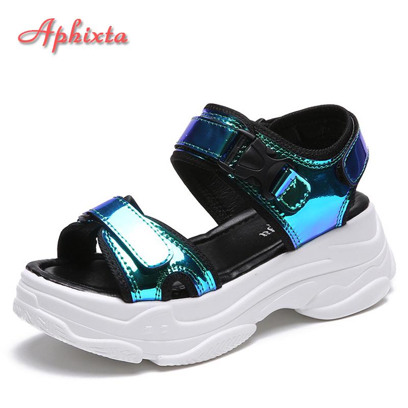 Aphixta 1.968 inch Platform Women Sandals 2025 New Ladies Hook & Loop Shoes Women's Wedges Shoes Summer Sandals