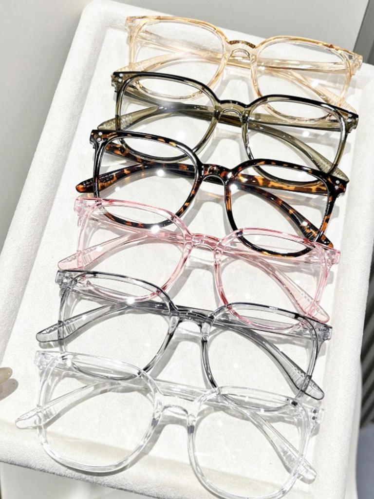 1Pc/3Pcs/4Pcs/5Pcs/6Pcs European and American Classic Popular Square Frame Glasses Set Men's and Women's Fashion Glasses