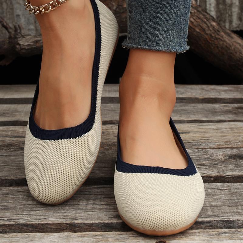 Fashion Spring Autumn New Outwear Solid Color Oversized Shallow Cut Shoes Women's Knitted Comfort Flat Shoes Sneakers Boat Shoes