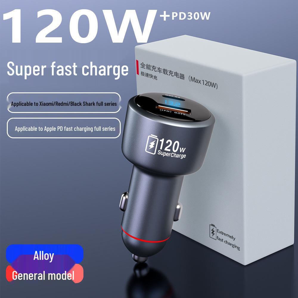 120W Dual Car Charger for Xiaomi and Apple - Super Fast Charging Adapter