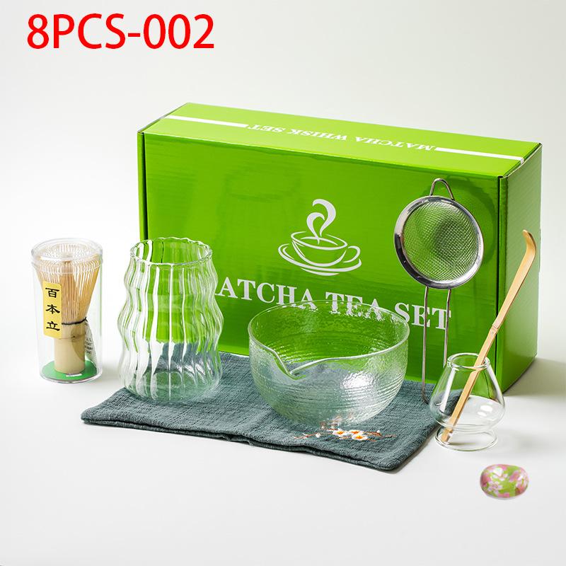 1/7/8Pcs Matcha Whisk Clear Glass Japanese Matcha Tea Set Bamboo Tea Whisk Matcha Brush Kiln Accessories Song Dynasty Tea Tools