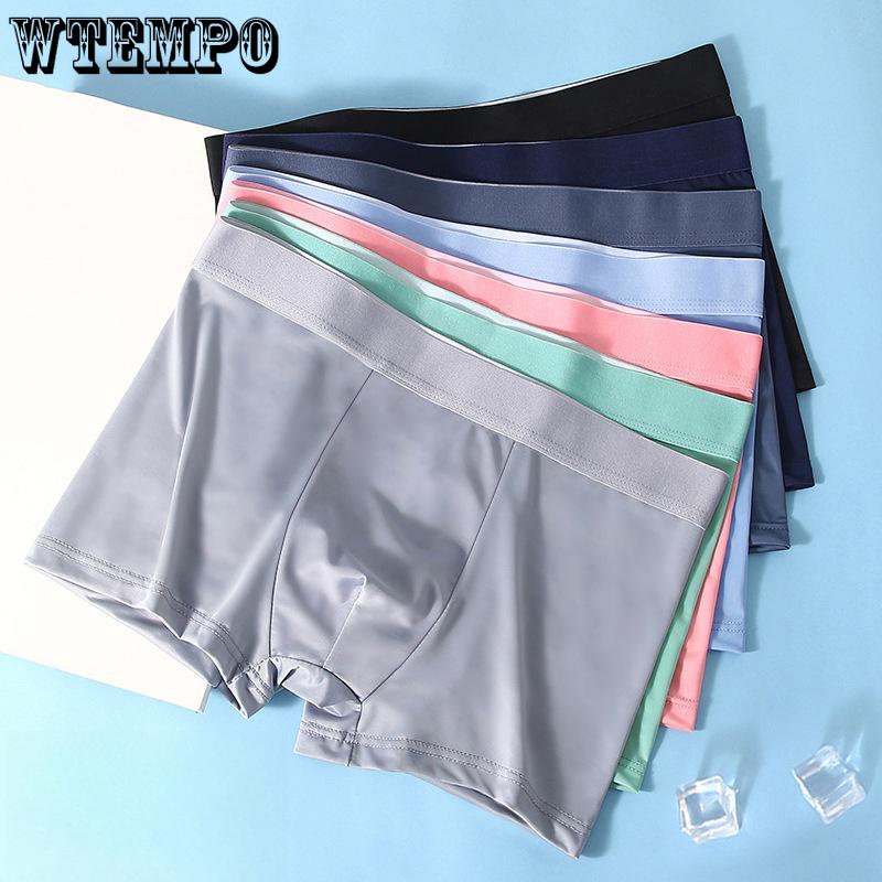 

4pcs Summer Ice Silk Men s Underwear Double Layered Breathable Comfortable Men s Flat Pants Boxer Brief 5XL