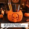 Autumn Desktop Decor Accessories Halloween Skull Pumpkin Pen Holder, Gothic Decorative Pencil Cup, Spooky Desk Organizer for Party Home Unique