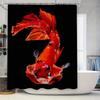Goldfish Print Shower Curtain Waterproof Fabric Large Size Home Decor Bathroom Accessory for Pets Bathing Room Black Background