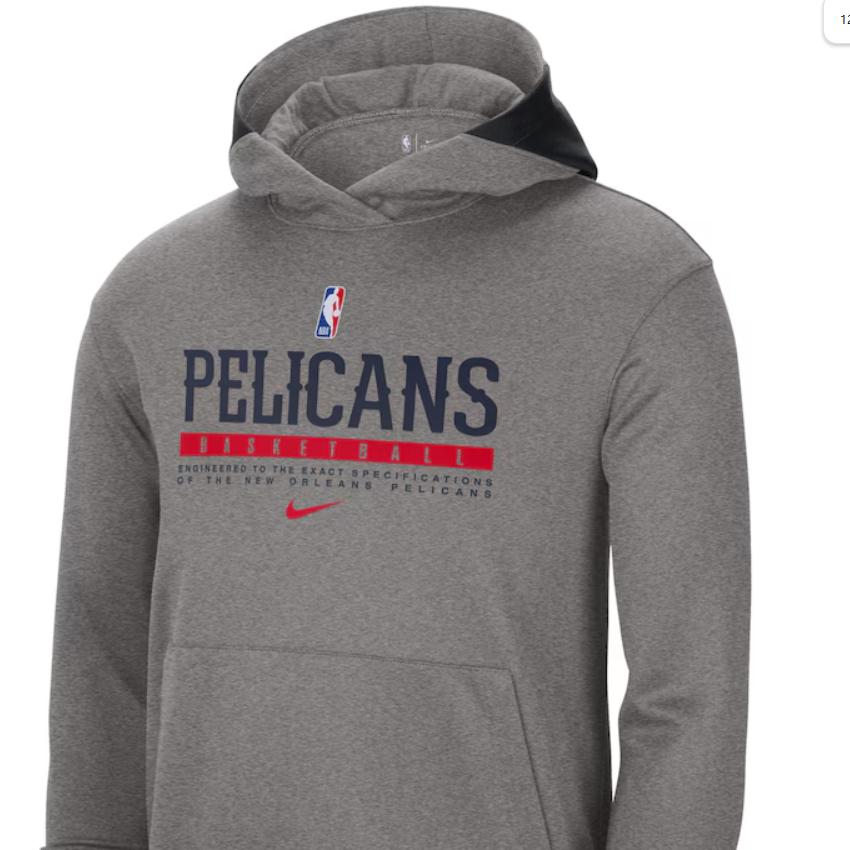 Nike X NBA New Orleans Pelicans Court Practice Performance Pullover Comfortable Hoodie Men Hoodies Charcoal CN3864-063