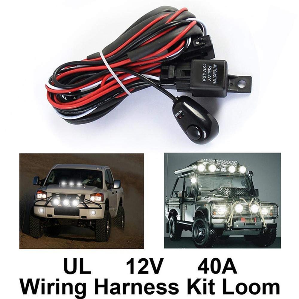 12v 40a High Power Car Light Wiring Harness 1-to-2 Pure Copper Cable Set With Switch For Led Spotlights