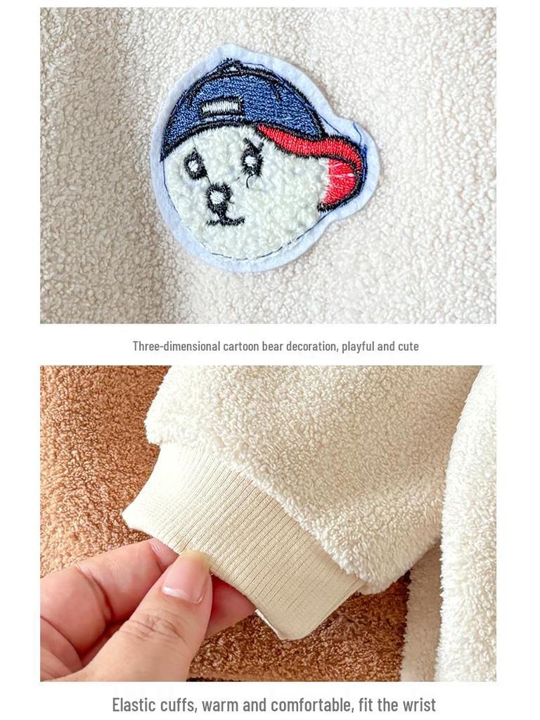 Kids' Korean-Style Velvet Pajama Set for Autumn/Winter - Warm, Double-Sided for Boys & Girls