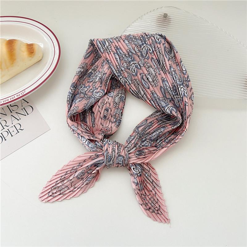 70cm Crumpled Scarf Kerchief Print Square Scarves Women DIY Hair Band Ribbon Headscarf Bandanas Headband Neck Wraps Neckerchief