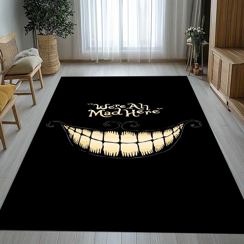 Alice nel Paese delle Meraviglie Cartone Animato Gatto Sorridente Tappeto da Area Antiscivolo per Soggiorno Tappeto Morbido per Camera da Letto Sala Giochi Divano, Tappetino Decorativo per la Casa
