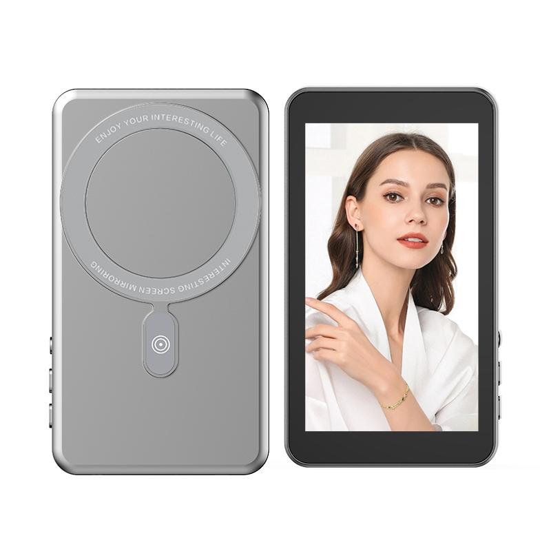 

Wireless Magnetic Selfie Monitor 4.02 IPS HD Screen Real-Time Rear Camera Viewfinder for TikTok Vlogging Selfies Live Streaming grey