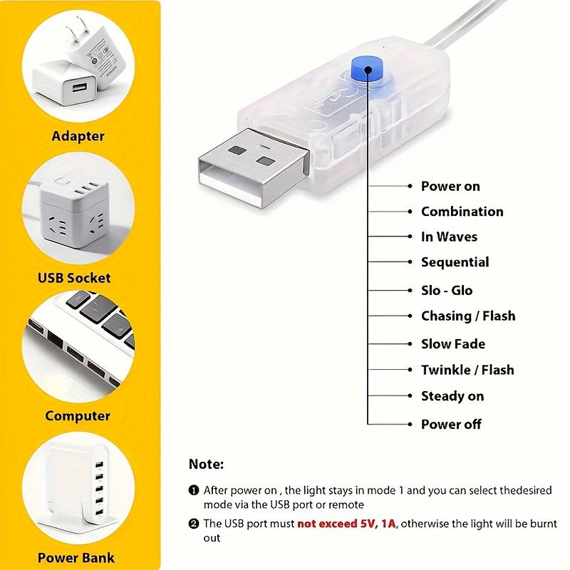 USB Fairy Light String 8 Lighting Modes Remote Control Operation Colorful Light String Perfect for Weddings, Bedrooms, Christmas Decorations