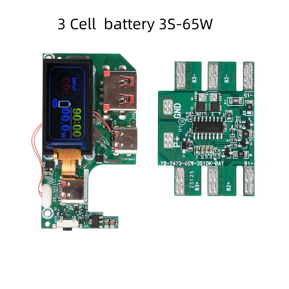 PD 22.5W/45W/65 Power Bank Super Fast Charging for VC Flash Charging Mobile Power Module Board 0.96-inch TFT Display 2S 3S