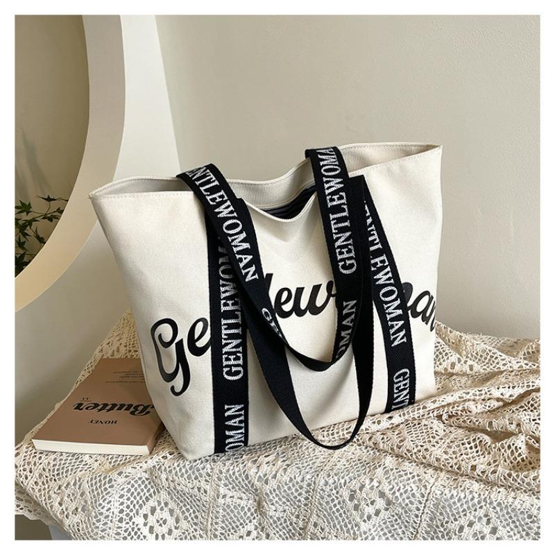 New simple large-capacity bag female alphabet canvas bag simple casual portable commuter tote bag