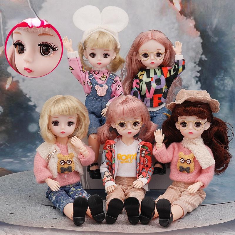 30 CM Mini Mobile 23 Bambole Snodate Ragazze Giocattolo 3D Grandi Occhi BJD Principessa Abiti Completi Collezione di Abiti Per Bambini Regalo bambola