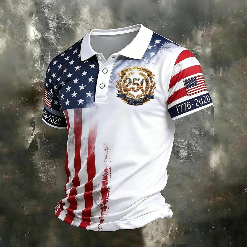 Men's Casual Quick Dry Mesh Golf Polo Shirt Short Sleeve Moisture Wicking Lightweight Breathable Letter Print Top for Outdoor Sports Activities